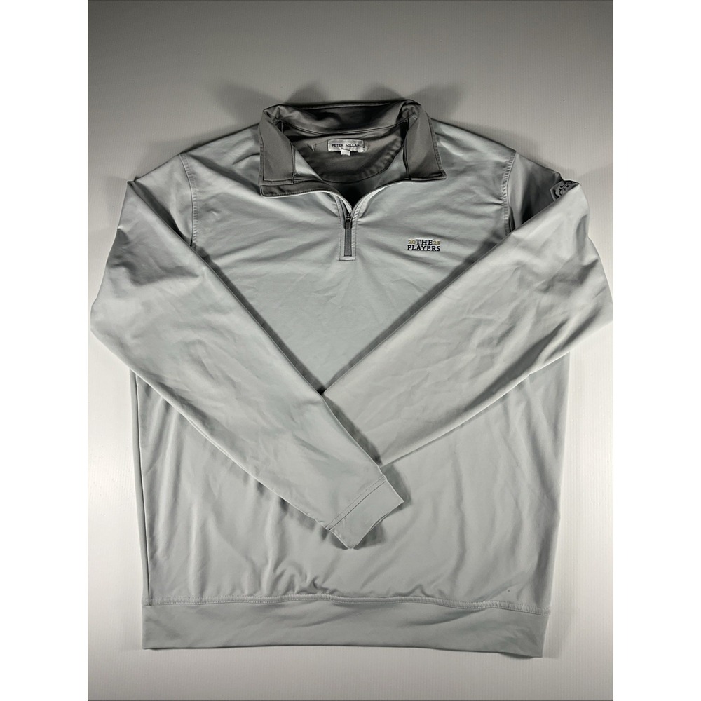 Peter Millar THE PLAYERS 2026 Men's Medium Gray 1/4 Zip Golf Pullover